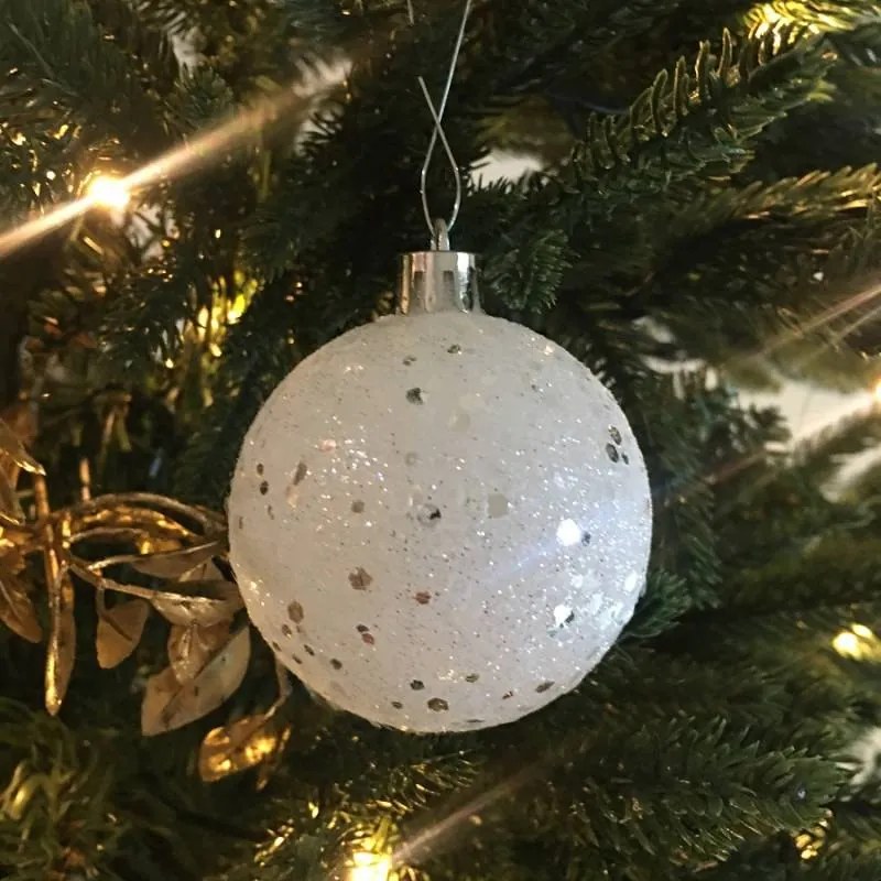 DECOLED Plastové ozdoby, 6 cm, 50 ks, červené a biele