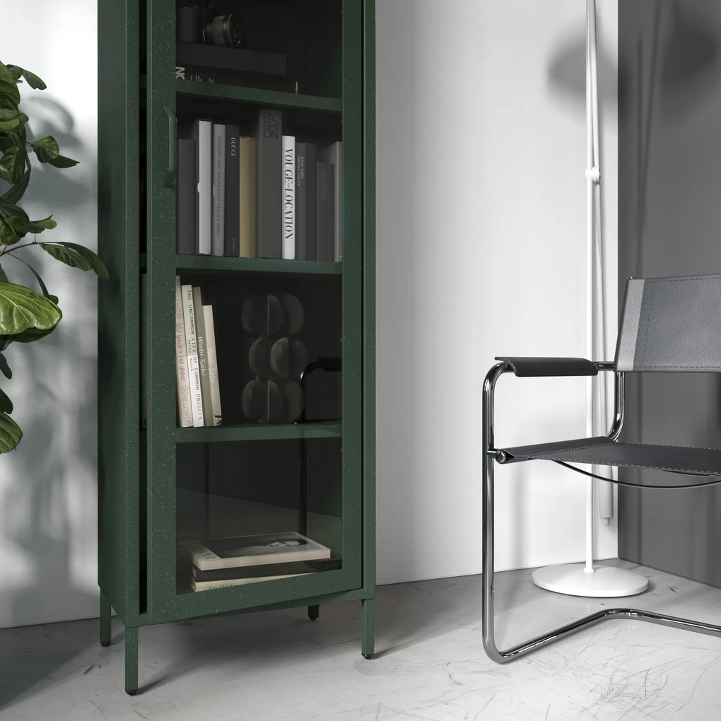 Vitrína LUIGI, 500 x 1800 x 350 mm, Modern: fľaškovo zelená