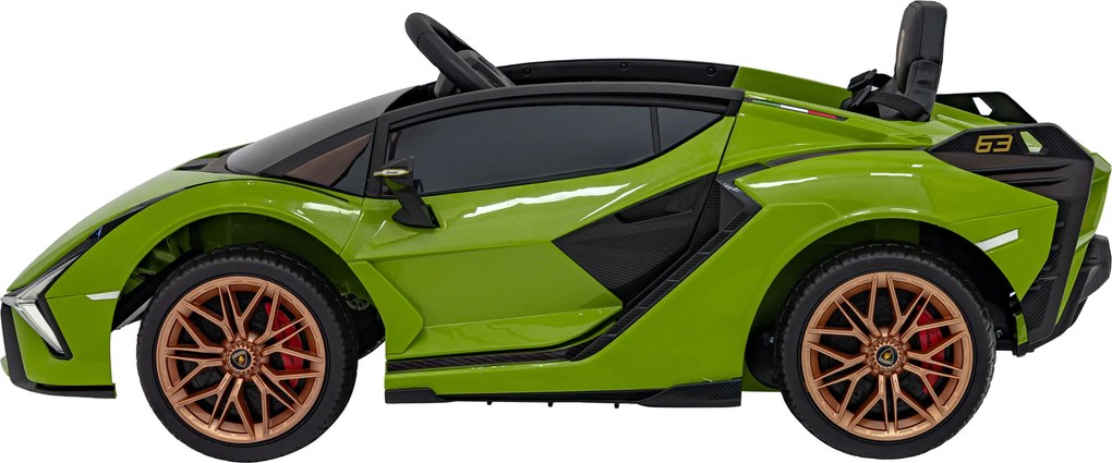 Ramiz Lamborghini SIAN batéria pre deti Zelená + diaľkové ovládanie + EVA + pomalý štart + LED Audio