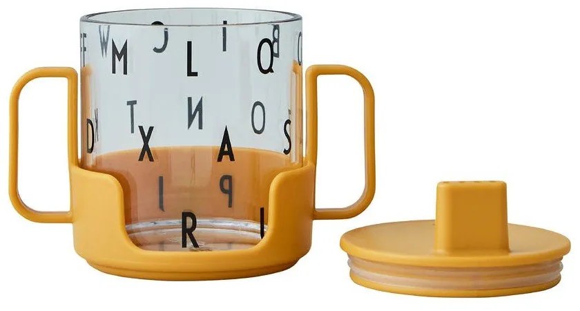 Horčicovožltý detský hrnček Design Letters Grow With Your Cup