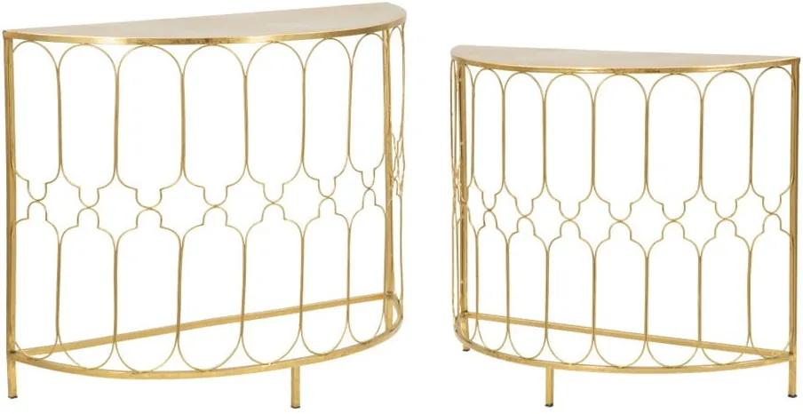 Sada 2 konzolových stolíkov s konštrukciou v zlatej farbe Mauro Ferretti Balconette