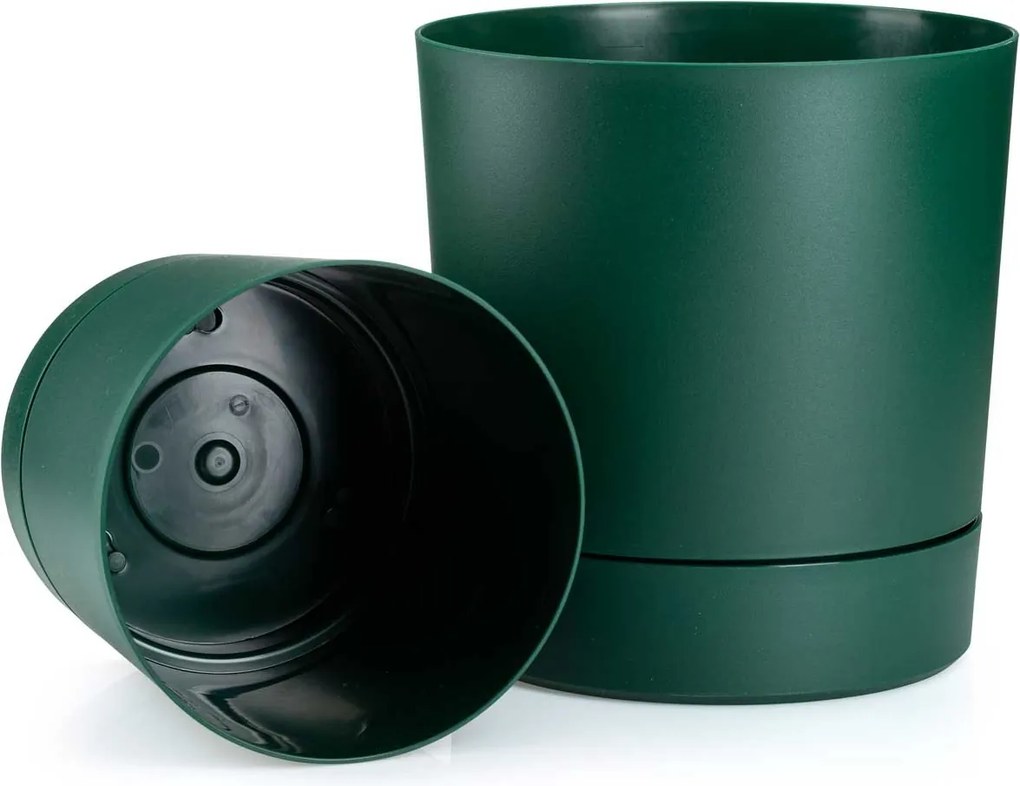 PLASTOVÝ KVETINÁČ AZALEA SADA 2KS 22,5X23,5 CM+17,5X18,5 CM TMAVOZELENÁ