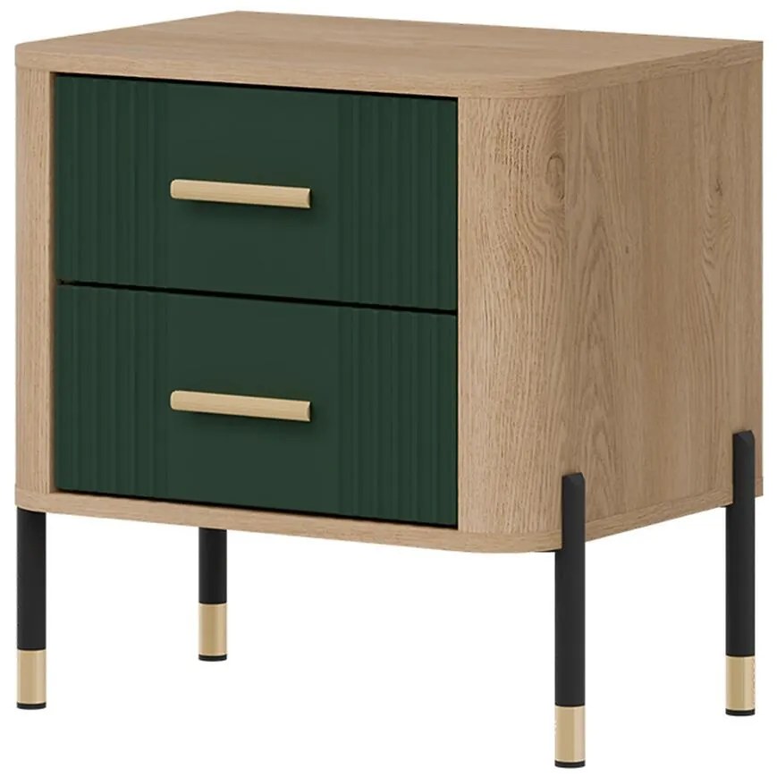 Nočný Stolík Dante Dt21 Dub Cremona / Zelený