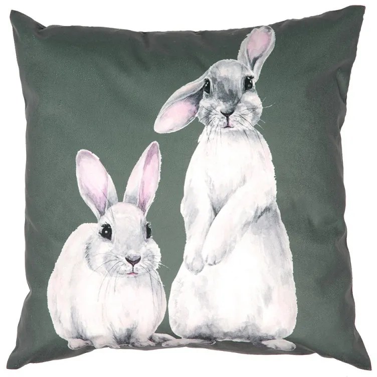 Zelená obliečka na vankúš so zajačikmi - 45*45 cm