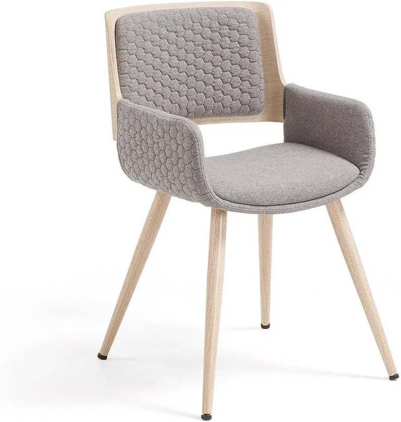 Sivá stolička s drevenou podnožou a opierkami La Forma Andre