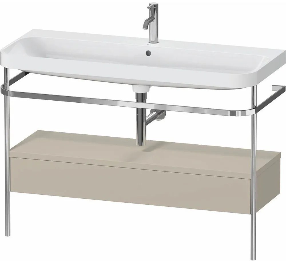 DURAVIT Happy D.2 Plus c-shaped kovový stojací podstavec s nábytkovým umývadlom s otvorom, 1 zásuvka, 1175 x 490 x 850 mm, chróm/taupe matná lakovaná, HP4844O60600000