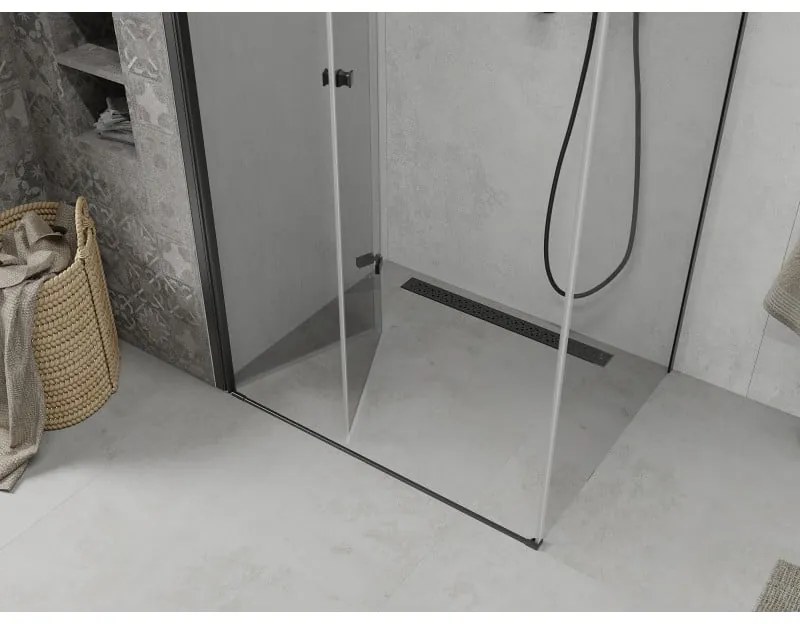 Mexen Lima, sprchovací kút 70 (dvere) x 120 (stena) cm, 6mm číre sklo, čierny profil, 856-070-120-70-00
