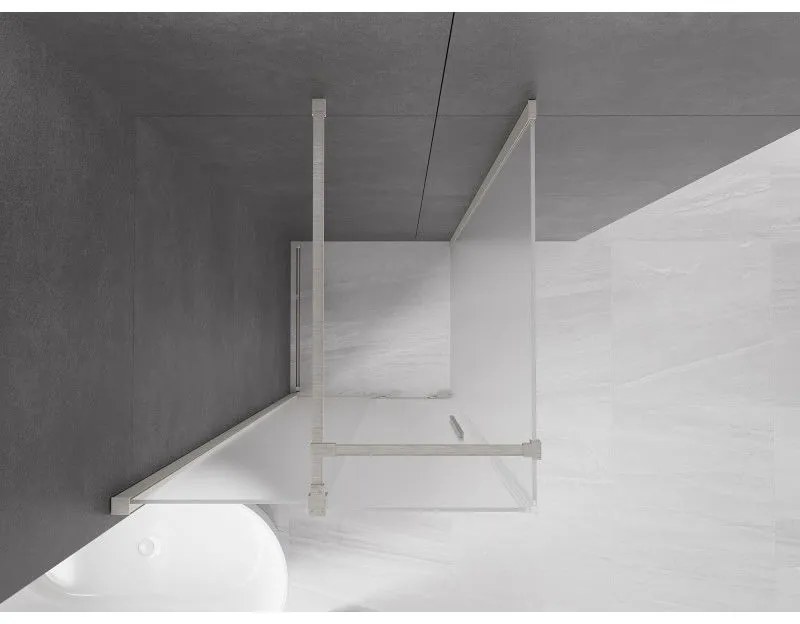 Mexen Velar, sprchový kút s posuvnými dverami 90 x 90 cm, 8mm sklo námraza, brúsená oceľ, 871-090-090-31-97