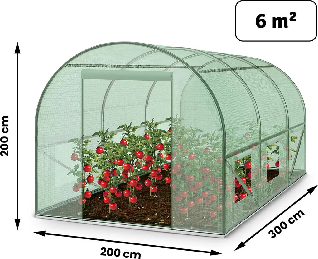 Záhradný tunelový skleník 3 × 2 m (6 m²) PLONOS 4910-C