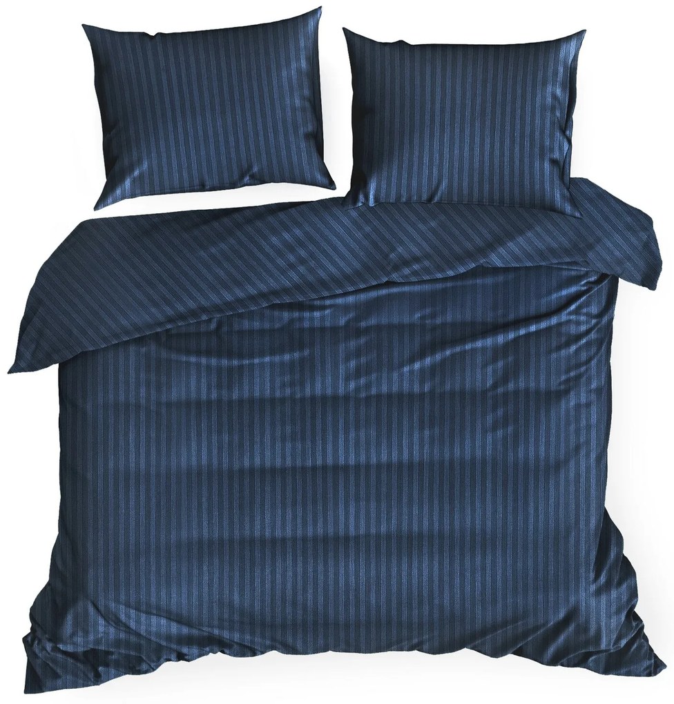 SATÉNOVÉ OBLIEČKY VERA 160X200 CM, 2 KS 70X80 CM TMAVOMODRÉ