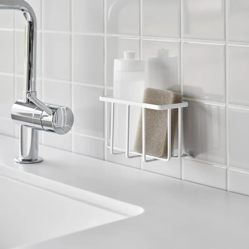 Biely kovový stojan na umývacie prostriedky bez vŕtania Film Hook – YAMAZAKI