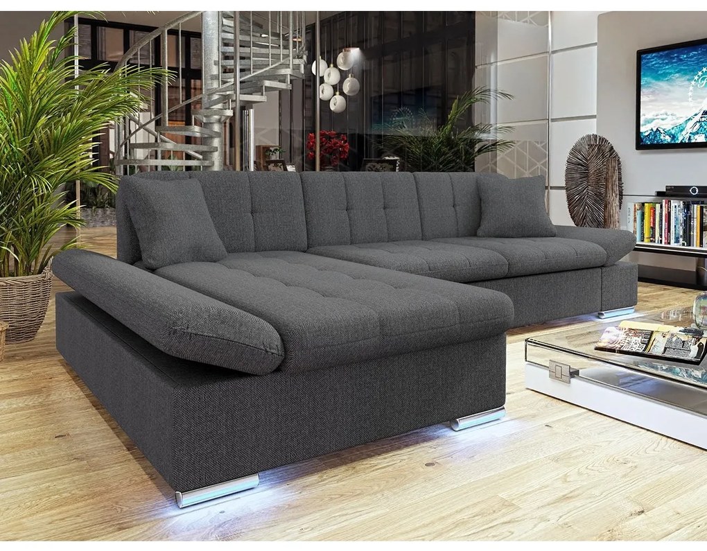 Rohová sedačka Laviva LED, Dostupné poťahy: ekokoža Soft 011 + Bristol 2460, Strana: ľavá
