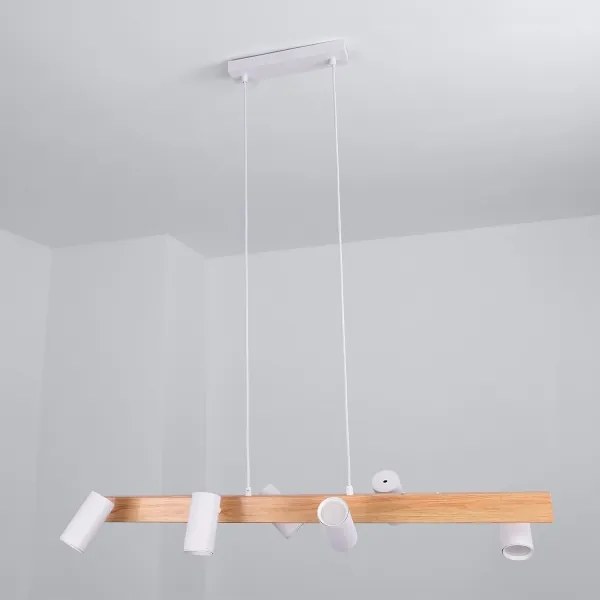 Brilagi - Závesný luster SELE 6xGU10/30W/230V biela/dubový dekor
