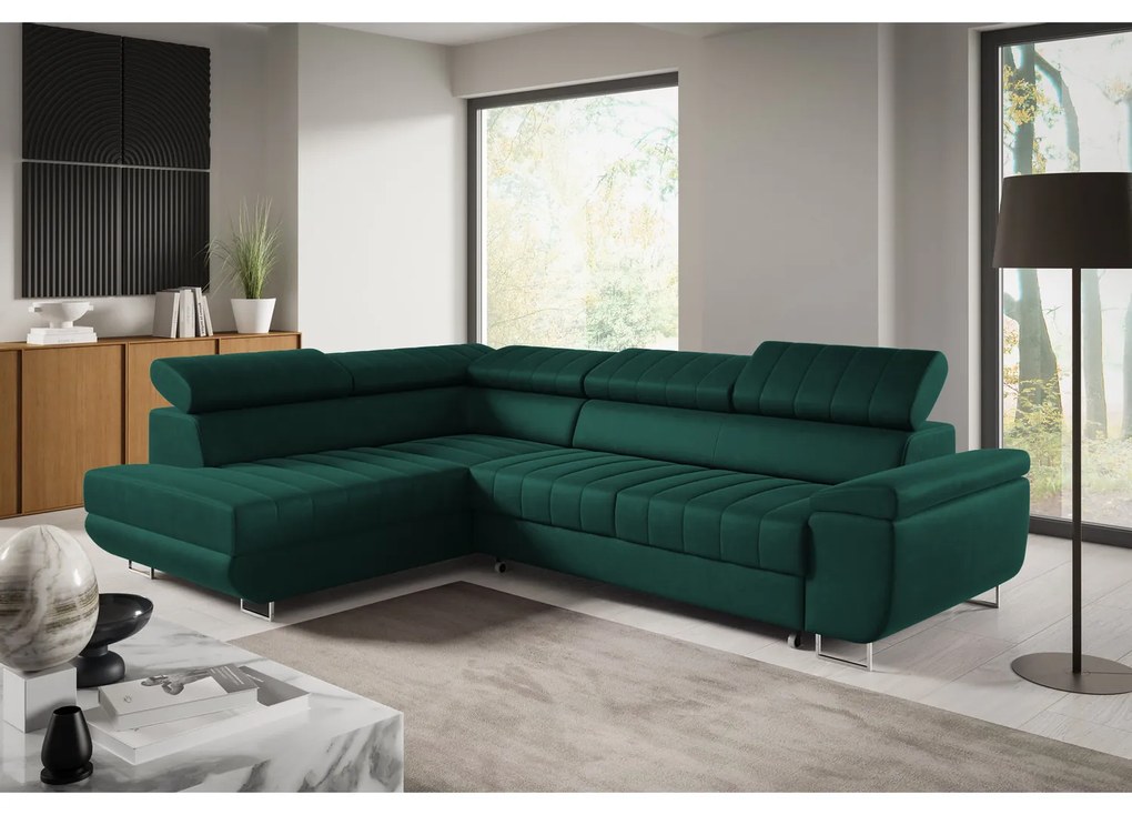 Rozkladacia rohová sedacia súprava HORIZONTE Ľavá Červená