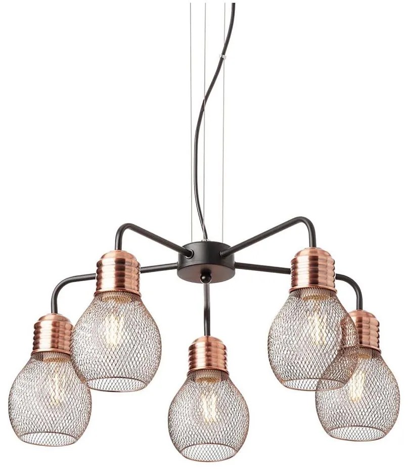Redo 01-1580 - Luster na lanku EDISON 5xE27/42W/230V priemer 53 cm čierna/medená