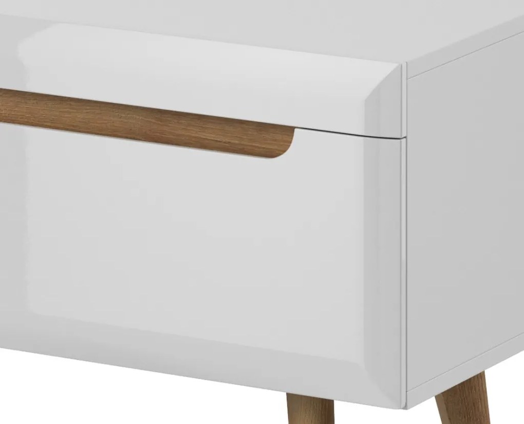 Televízna skrinka Nordi, 107 cm, dub riviera/biely lesk