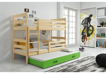 Detská poschodová posteľ s výsuvnou posteľou ERYK 200x90 cm Biela Biela