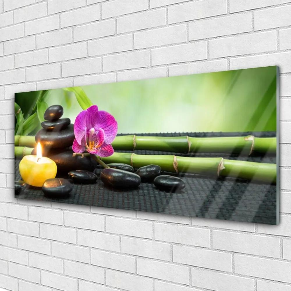 Obraz plexi Bambus kvet kamene zen 125x50 cm