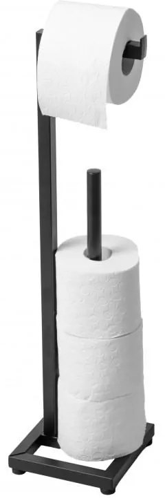 Erga Pap, kovový držiak toaletného papiera so zásobníkom na 4 rolky, čierna matná, ERG-YKA-P.PAP1-BLK