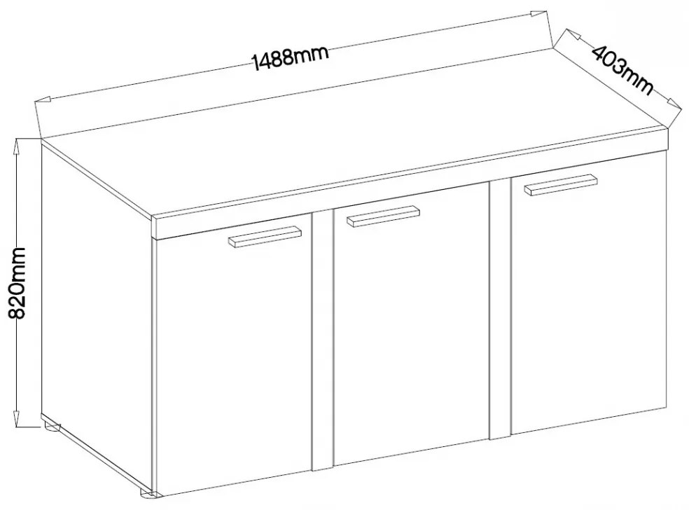 Komoda Luiza 3F - svetlý betón - 149 cm