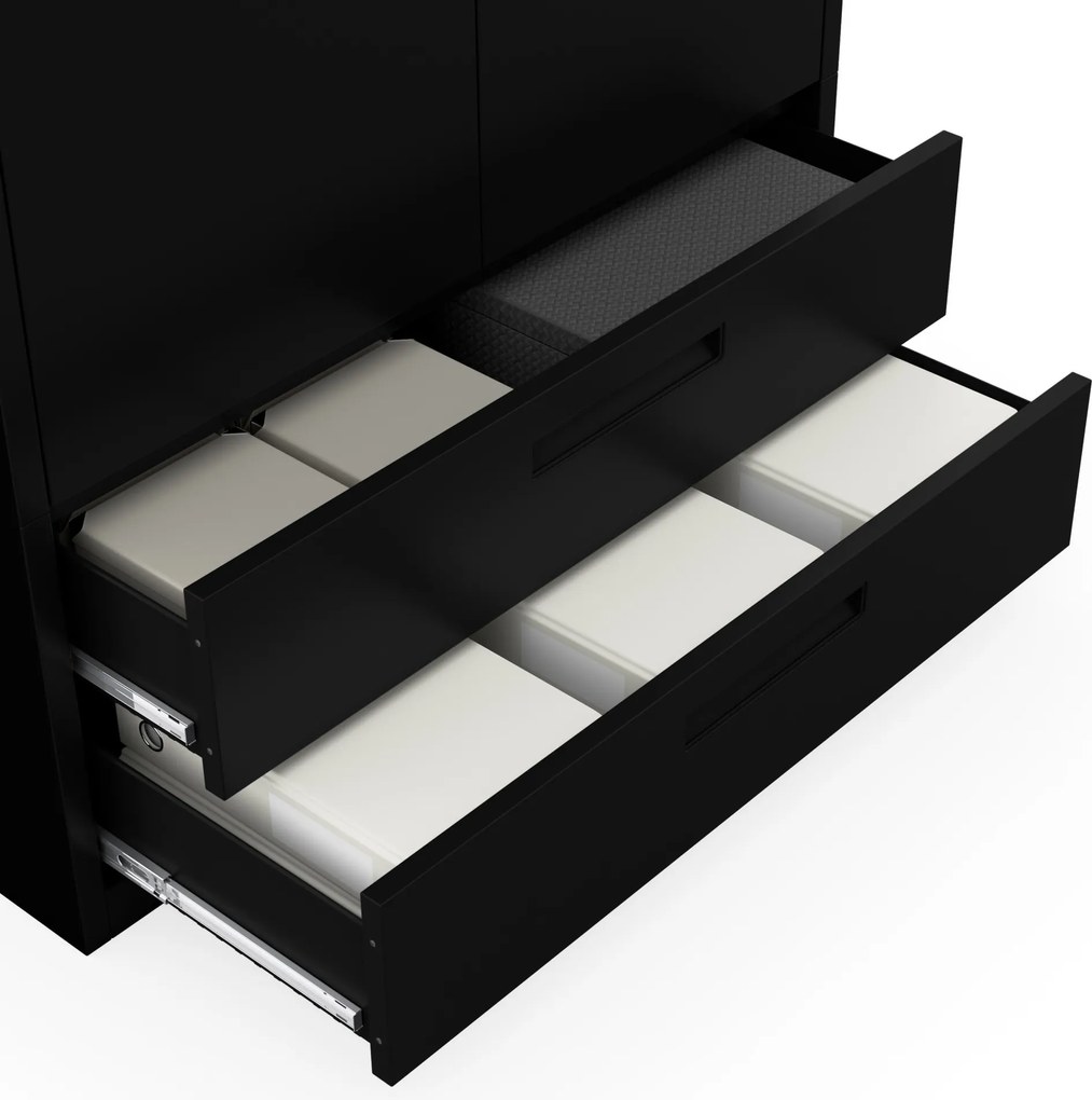 Modulárna kovová multifunkčná skriňa s dvoma zásuvkami čierna MEGAN 1950 x 900 x 400 mm