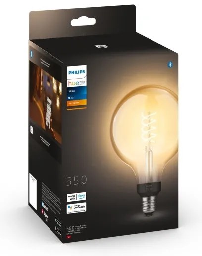 LED Stmievateľná žiarovka Philips Hue WHITE FILAMENT G125 E27/7W/230V 2100K