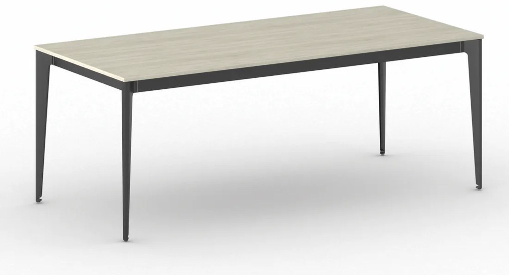 Rokovací kancelársky stôl PRIMO ACTION, 200x90 cm, čierna podnož, dub prírodný