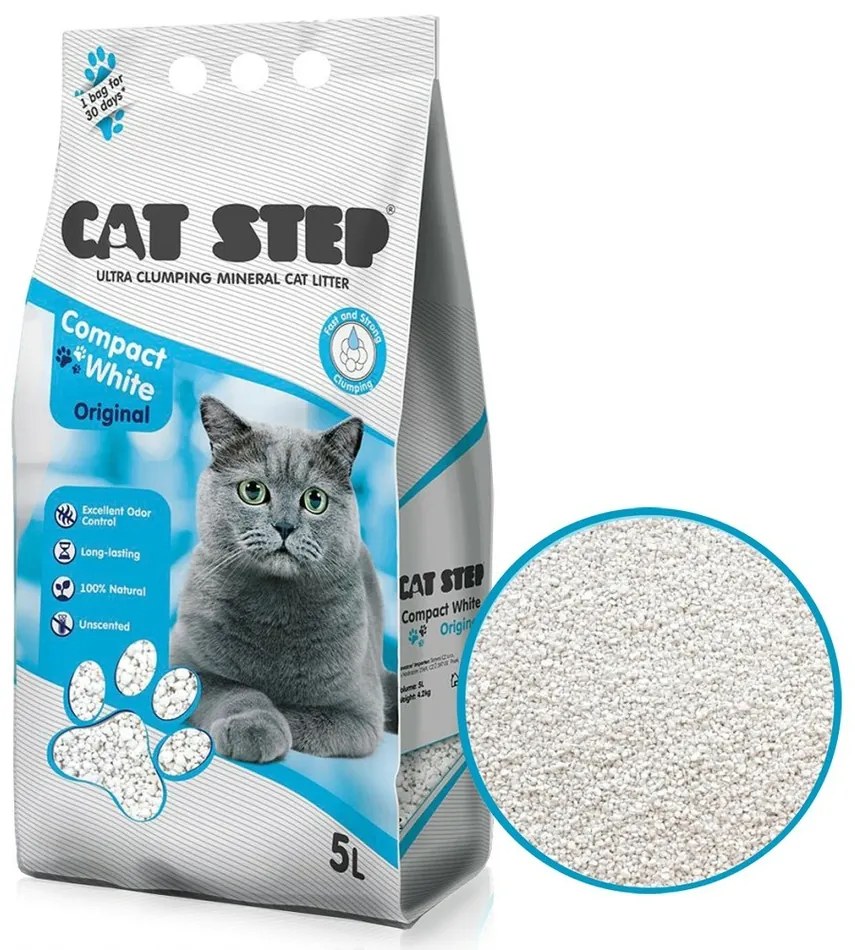 Cat Step Minerálna podstielka pre mačky Compact White Original, 5 l