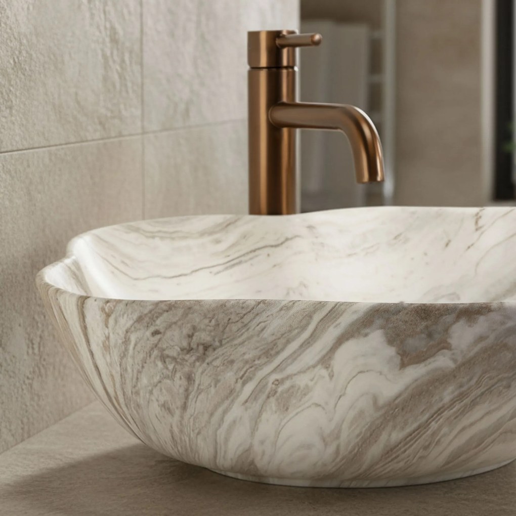 Rea Pearl Saturn, umývadlo na dosku 505x380x135 mm, imitácia kameňa, REA-U0618