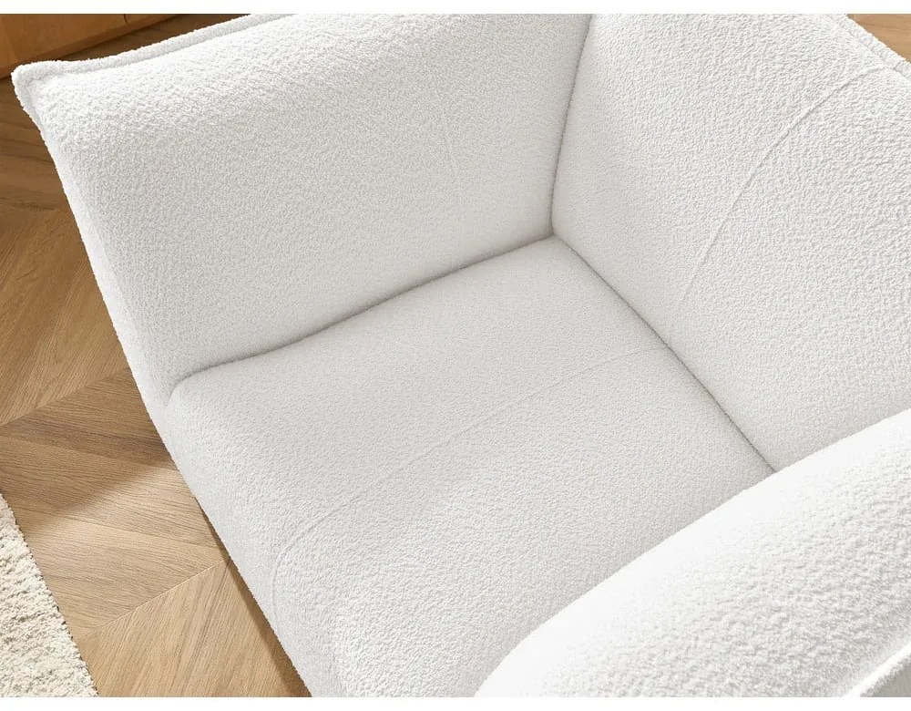 Biele kreslo z textílie buklé Giorgia – Bobochic Paris