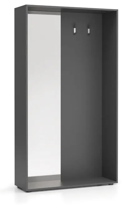 PLAN Šatníková stena BORDER so zrkadlom, 2 háčiky, grafitová