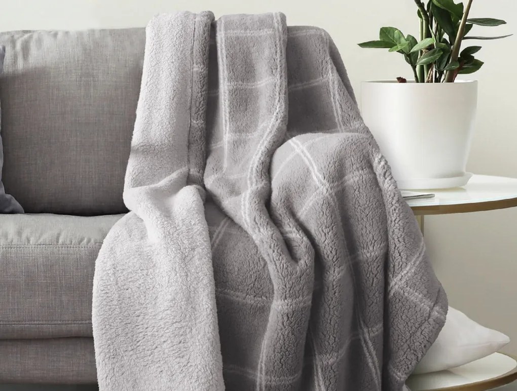 Deka herpa 150x200 cm, šedé kocky