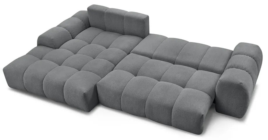 Tmavosivá ženilková rozkladacia/s úložným priestorom rohová pohovka (ľavý roh/s leňoškou) Everest – Bobochic Paris