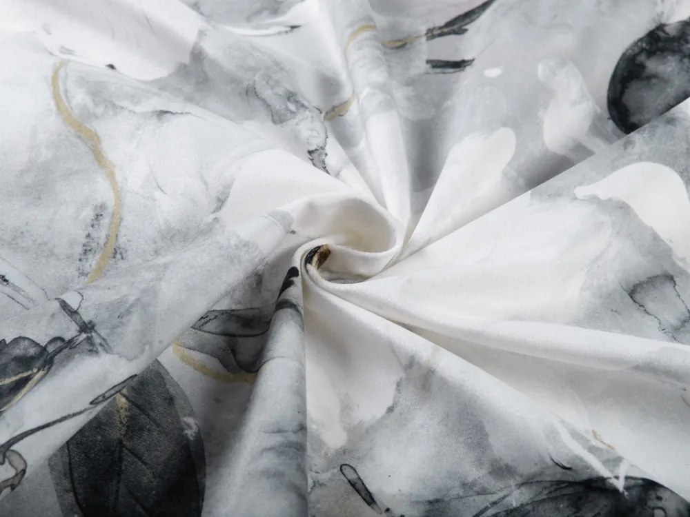 Biante Zamatový záves Tamara TMR-006 Designové kvety na sivom 145x240 cm