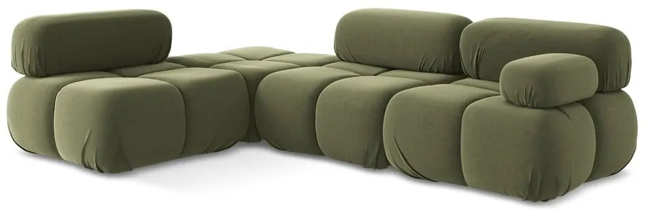 Svetlozelená zamatová modulárna rohová pohovka (ľavý roh) Lokua – Makamii