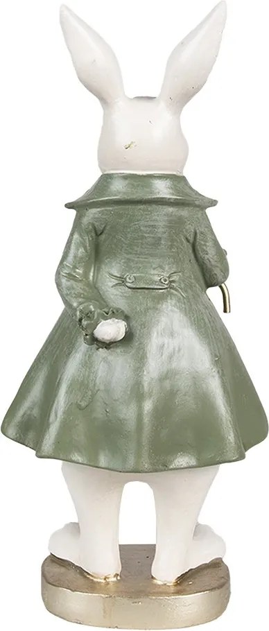 Dekorácia biely králik v kabáte s palicou - 12*9*26 cm