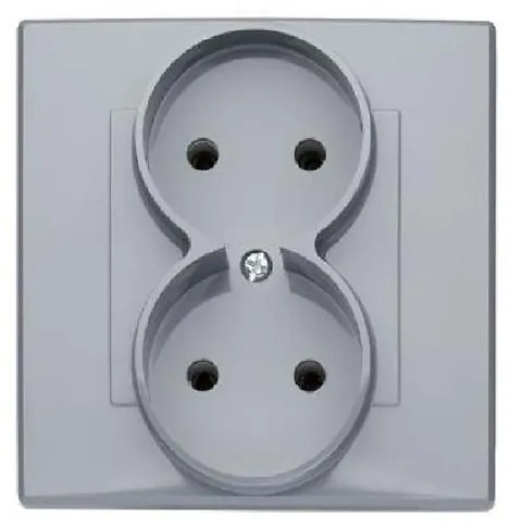 Dvojitá zásuvka bez uzemnenia popolavá