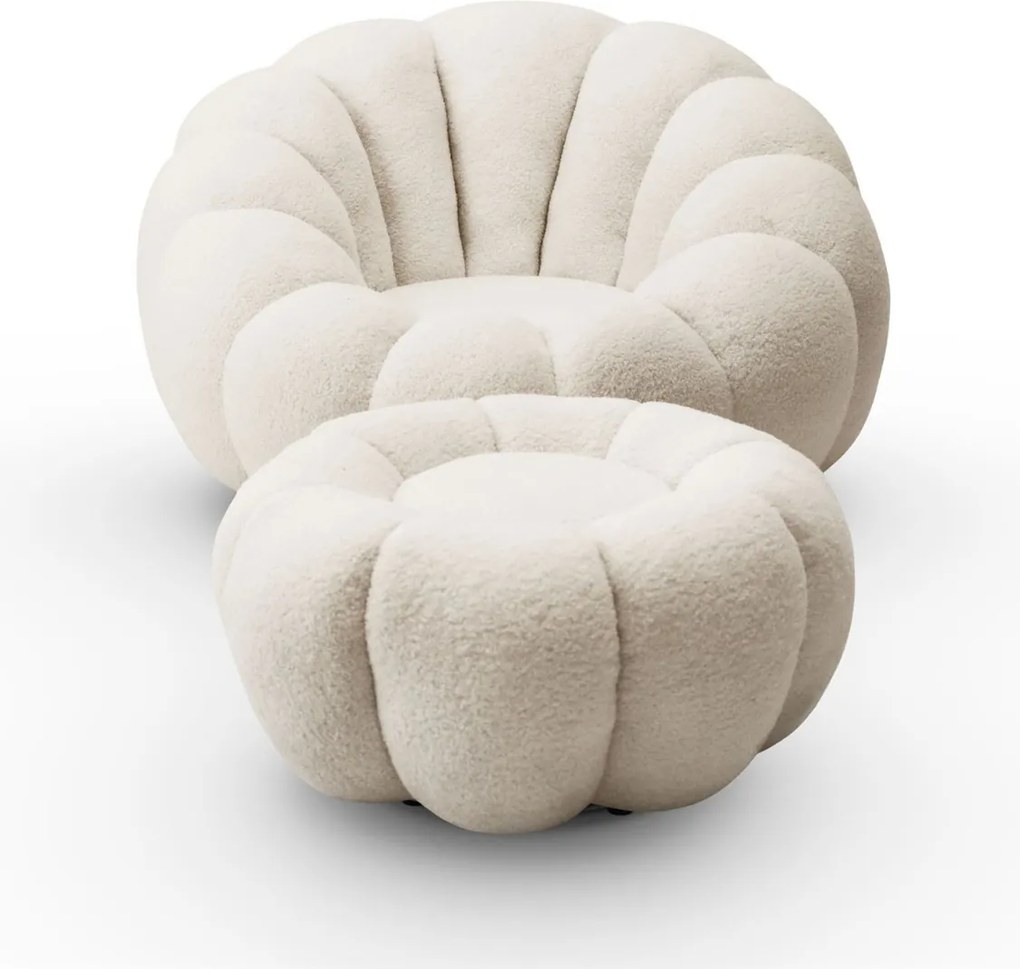 OTOČNÉ KRESLO FILIPPO S PODNOŽKOU BÉŽOVÉ