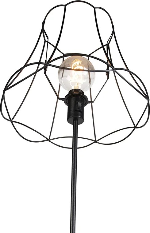 Stojaca lampa čierna s rámom Granny 35 cm nastaviteľná - Parte