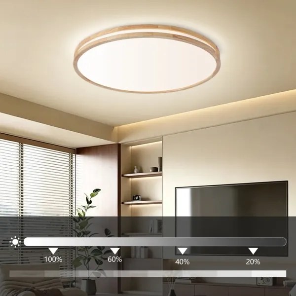 Brilagi - LED stmievateľné svietidlo MOLINA LED/100W/230V 3000-6000K dub, priemer 80 cm + diaľkový ovládač