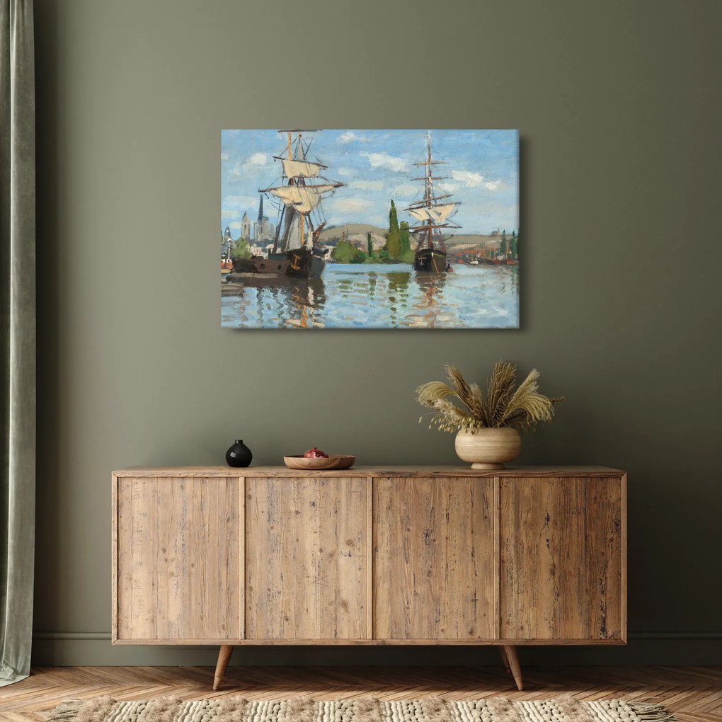 Obraz - Claude Monet, Ships Riding on the Seine at Rouen, reprodukcia (90x60 cm)