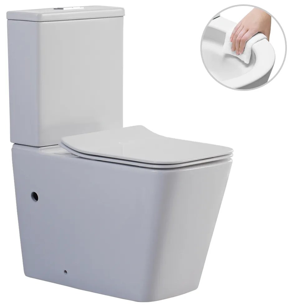 CERANO - WC kombi Bruno, Rimless + UF sedátko - biela lesklá, CER-CER-538765