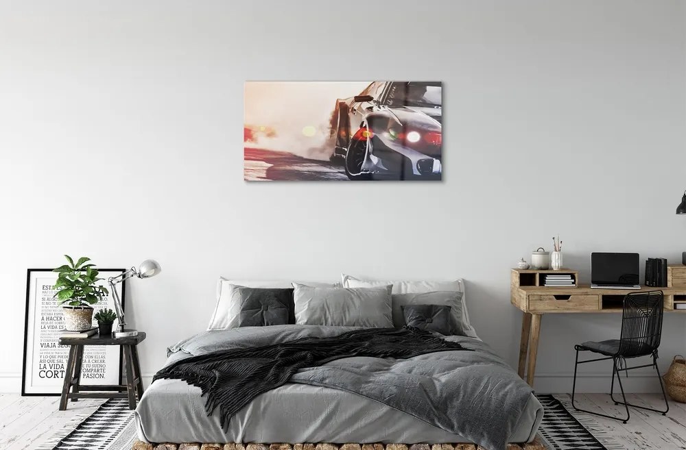 Obraz na skle Čierne auto light 100x50 cm
