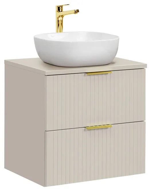 Závesná skrinka Adele Cashmere Smile s doskou a umývadlom 60 cm kašmírová/biela