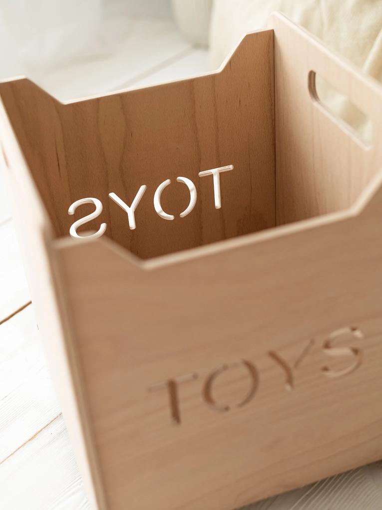 Woodisio Box na hračky TONI Farba: Transparentný lak - šedá, Variant: Mini