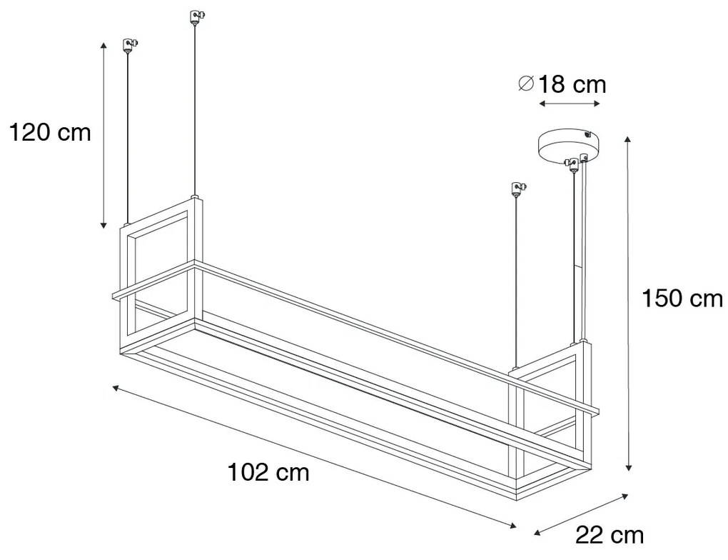 Závesné svietidlo čierne s poličkou vrátane LED 3-stupňovo stmievateľné - Cage Rack