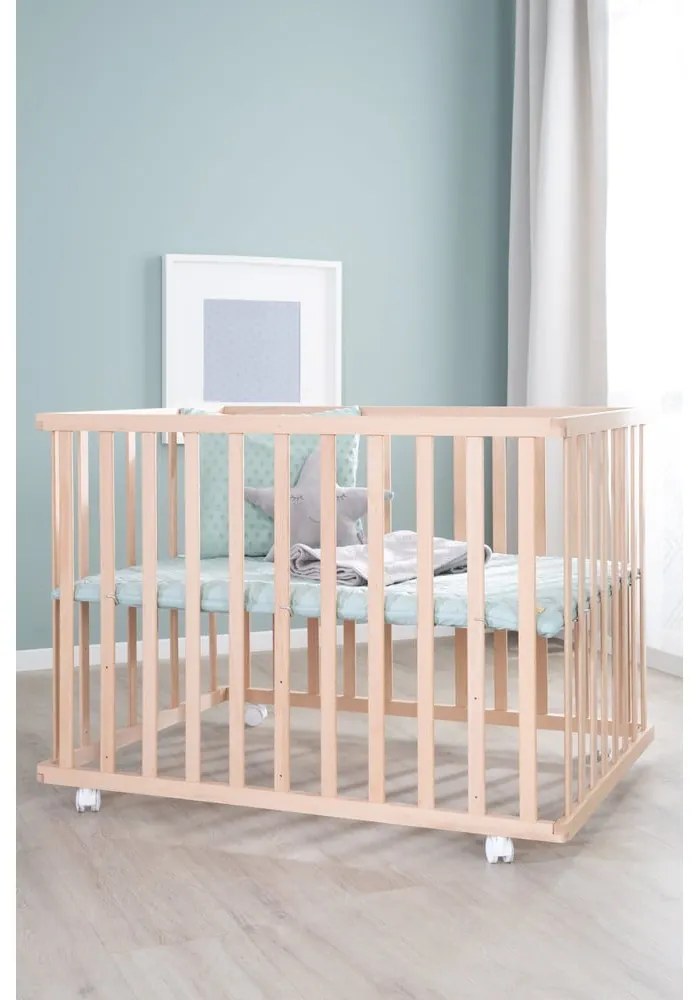 Detská ohrádka s nastaviteľnou výškou/na kolieskach 75x100 cm v prírodnej farbe Style – Roba