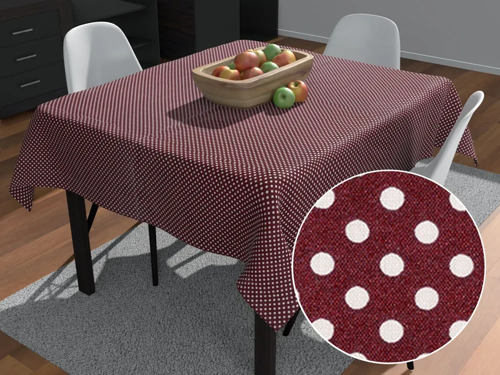 Biante Bavlnený štvorcový obrus Sandra SA-339 Biele bodky na tmavo červenom 80x80 cm