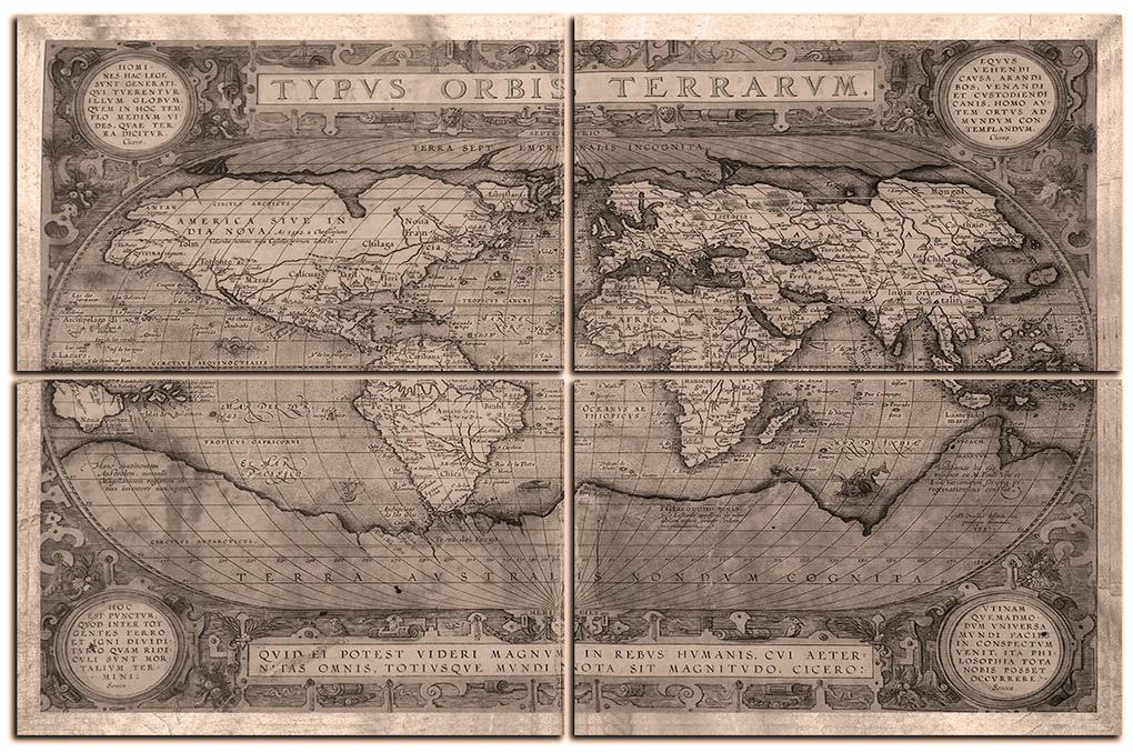 Obraz na plátne - Starožitná mapa sveta 1102FC (150x100 cm)