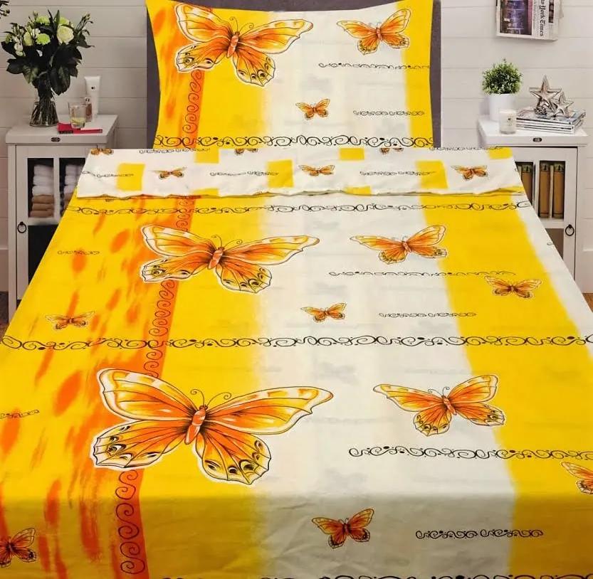 HoD Dvojstranné Obliečky Butterfly žlté Bavlna 70x90 140x200 cm